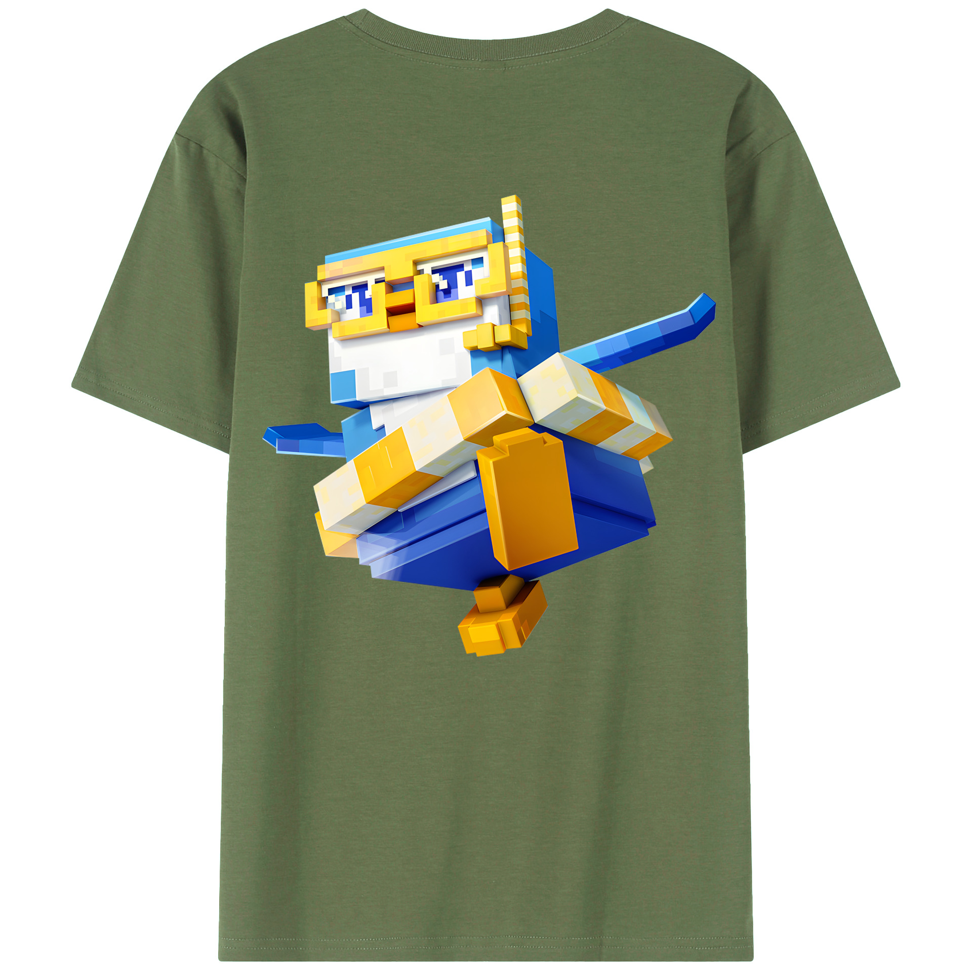 （画像用） マインクラフト ブロックの世界 Minecraft MC Block world 綿100％ メンズ半袖Tシャツ（バックプリント） 通気性
